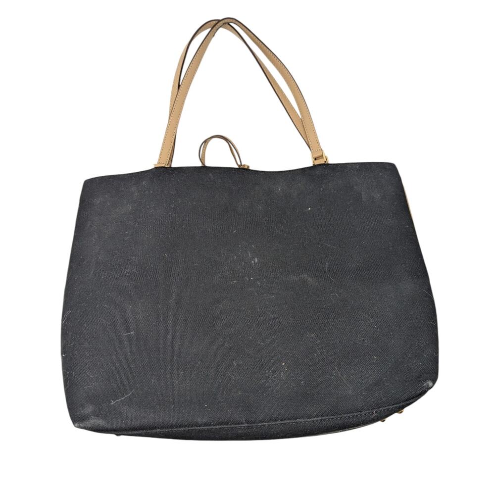 Kate Spade Linen Canvas Tote Bag with Monogram Black and Tan - Picture 2 of 16